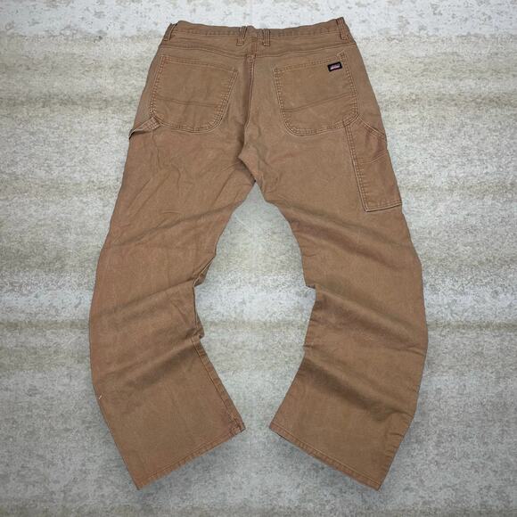 Vintage Dickies Carpenter Pants Desert Tan Canvas Baggy Wide Leg Dungarees 90s